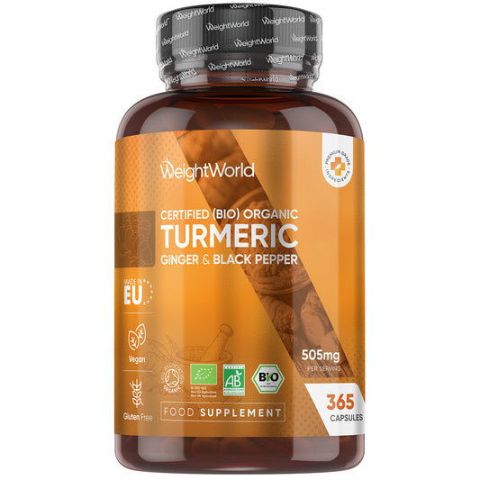 Organic Turmeric with Organic Black pepper and Organic Ginger 505mg 365 Capsules