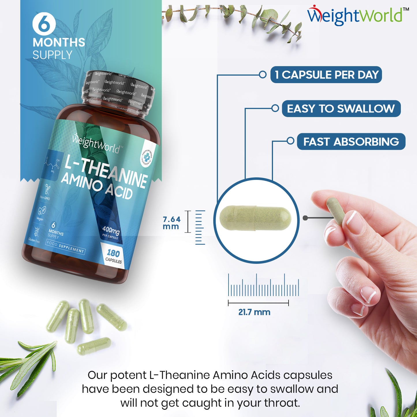 L-Theanine with Lemon Balm 500mg 180 Capsules