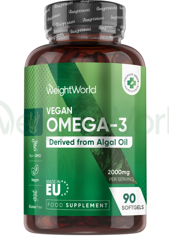 Vegan Omega-3 Softgels 2000mg 90 Softgels | For Brain, Joints, Heart & Skin