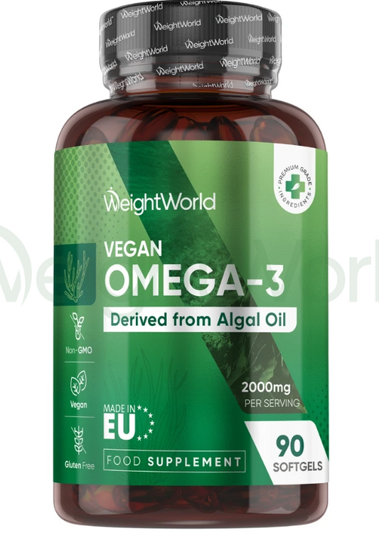 Vegan Omega-3 Softgels 2000mg 90 Softgels | For Brain, Joints, Heart & Skin