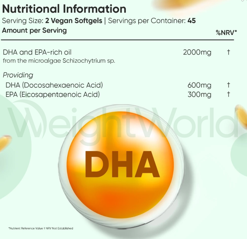 Vegan Omega-3 Softgels 2000mg 90 Softgels | For Brain, Joints, Heart & Skin