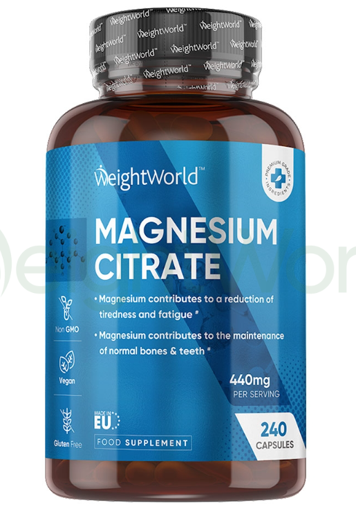 Magnesium Citrate Capsules 1480 mg 240 Capsules | For Bones, Energy & Muscles