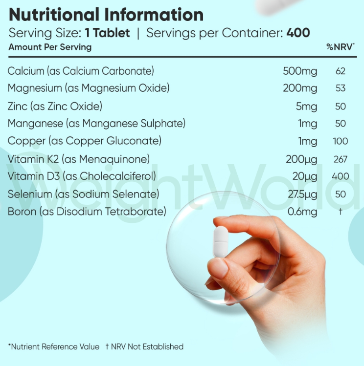 Calcium, Magnesium & Zinc With Vegan Vitamin D3 Tablets 400 Tablets | For All-Round Bodily Support