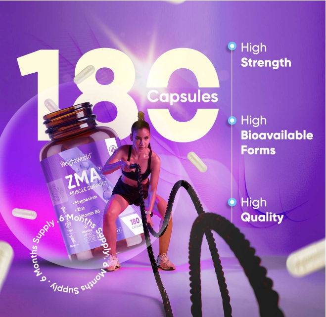ZMA Capsules 180 Capsules | For Energy, Muscle Recovery & Sleep