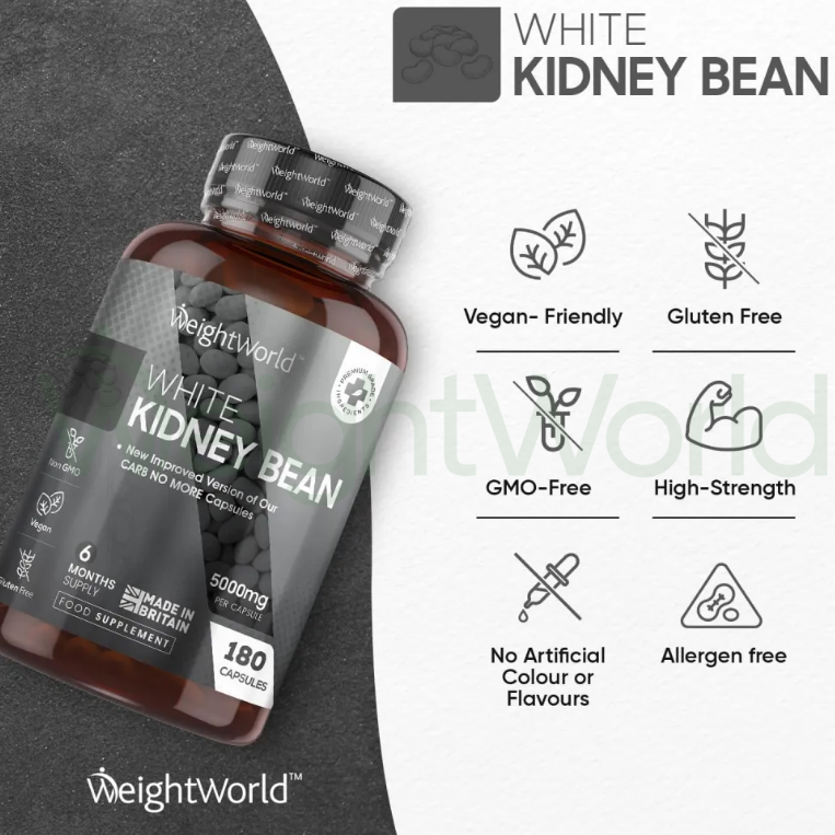 White Kidney Bean Capsules 5000mg 180 Capsules | For Blocking Carb Naturally