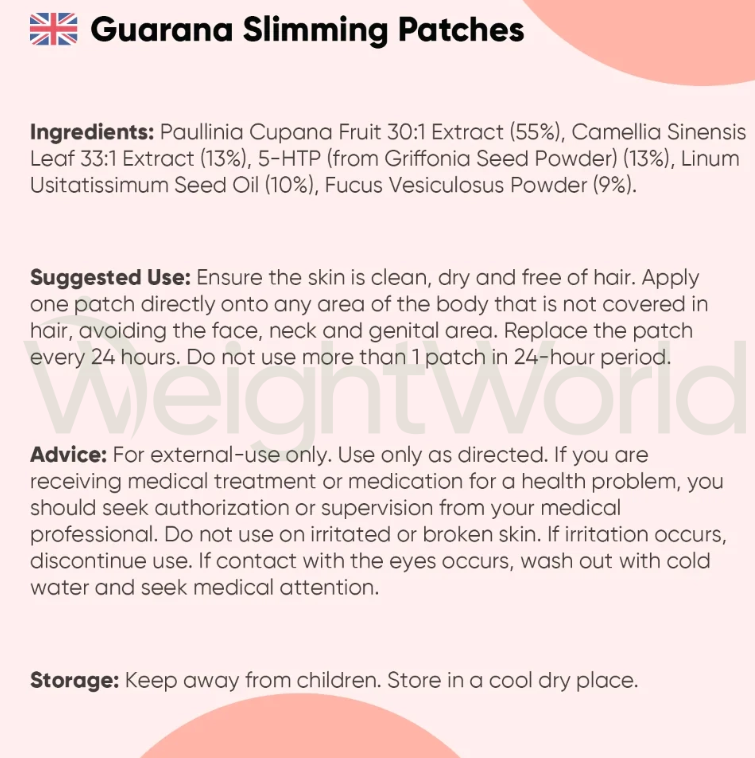 Guarana Slimming Patches 60 Patches | For Weight Management & Energy
