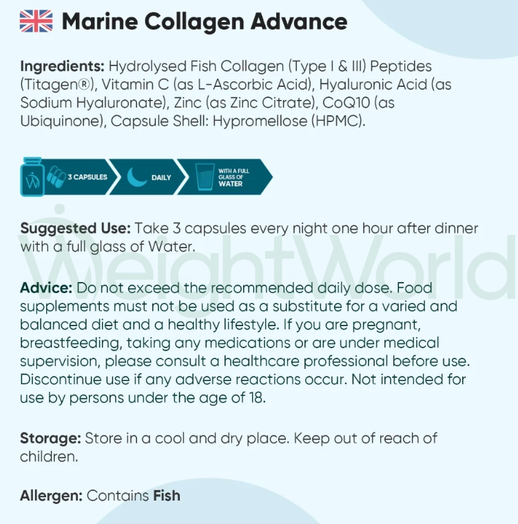 Pure Marine Collagen Capsules 1200mg 120 Capsules | High Absorbable Hydrolysed Collagen