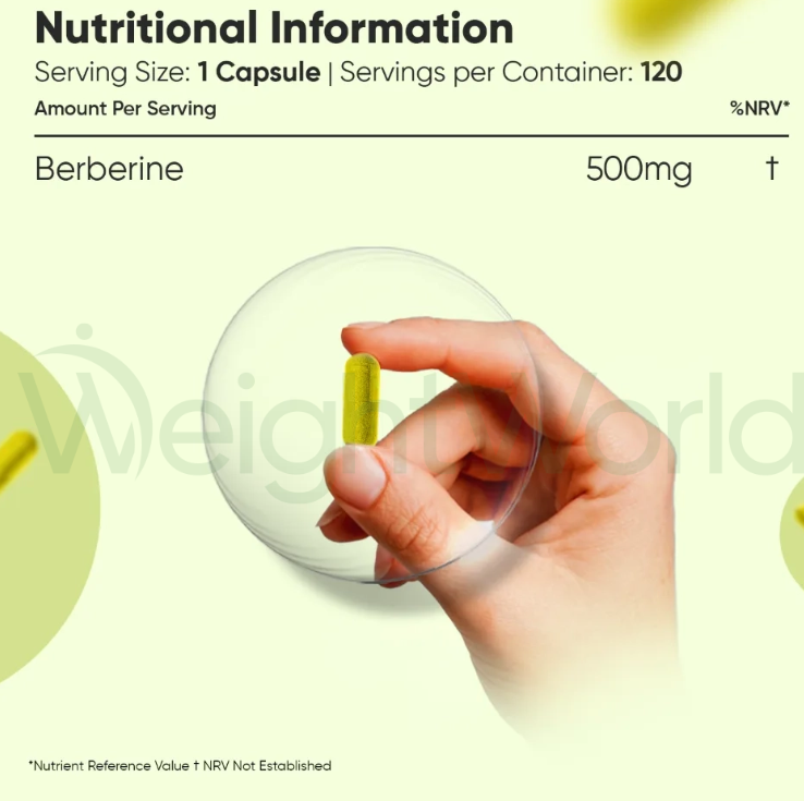 Pure Berberine Capsules 500mg 120 Capsules | Complements Keto Diet Goals