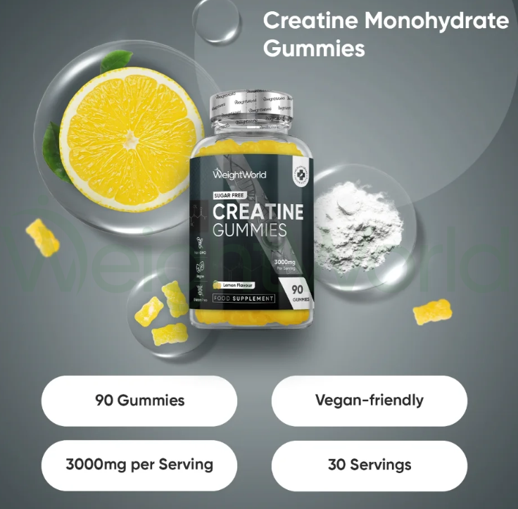 Creatine Gummies 3000mg 90 Gummies | Flavoured Creatine Supplement for Men & Women