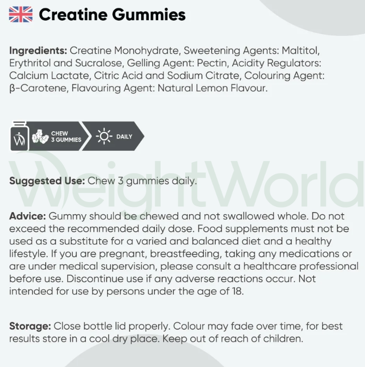 Creatine Gummies 3000mg 90 Gummies | Flavoured Creatine Supplement for Men & Women