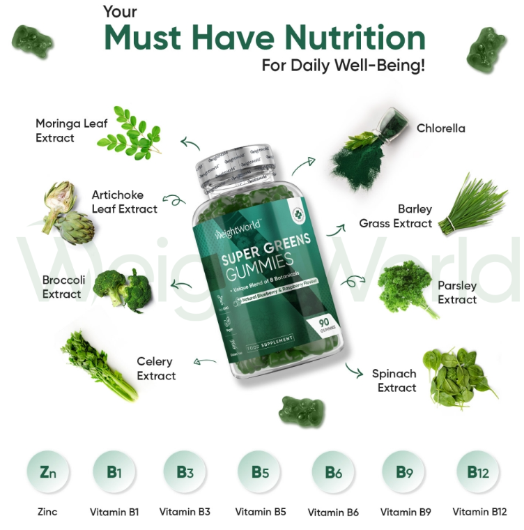 Super Greens Gummies 90 Gummies | For Overall Well-Being