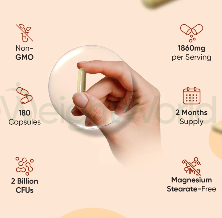 Apple Cider Vinegar Complex Capsules 1860mg 180 Capsules | Smell-Free ACV Supplement With Probiotics