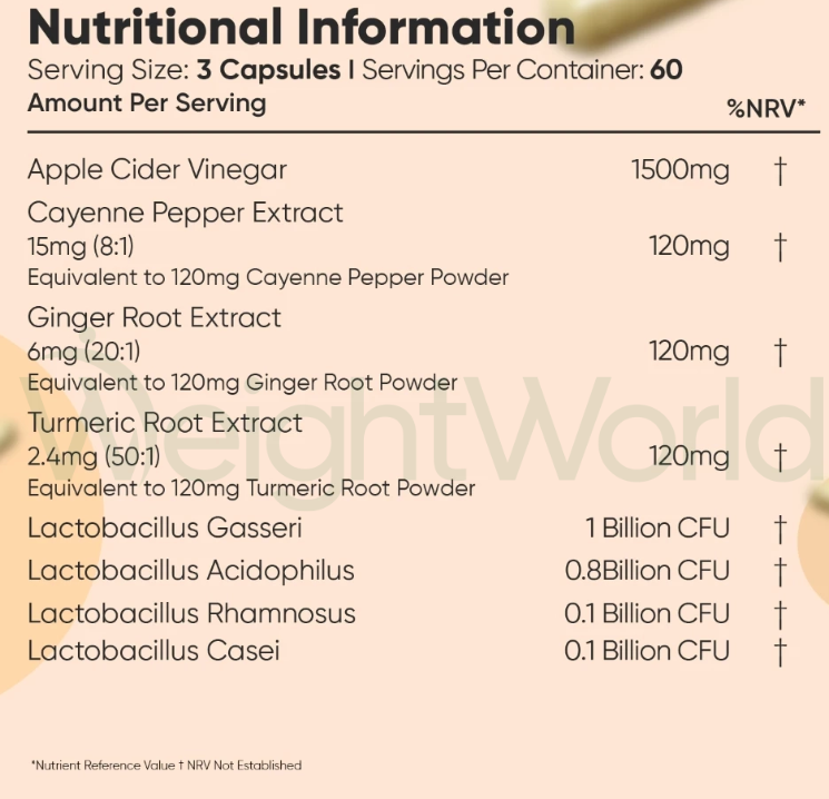 Apple Cider Vinegar Complex Capsules 1860mg 180 Capsules | Smell-Free ACV Supplement With Probiotics