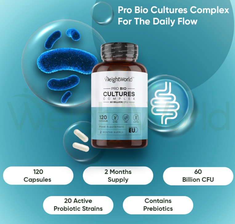 Pro Bio Cultures Complex Capsules 60 Billion CFUs 120 Capsules | Probiotic & Prebiotic Blend