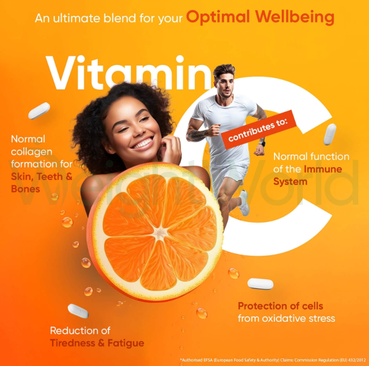 Vitamin C with Rosehip And Bioflavonoids 1000 mg 180 Tablets| For Natural Defences