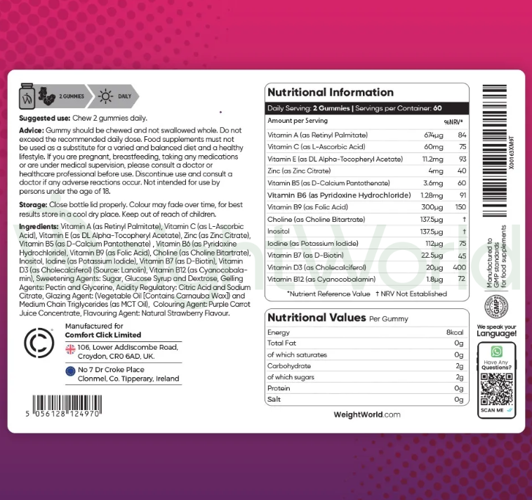 Adult Multivitamin Gummies 120 Gummies | For Optimal Overall Well-being