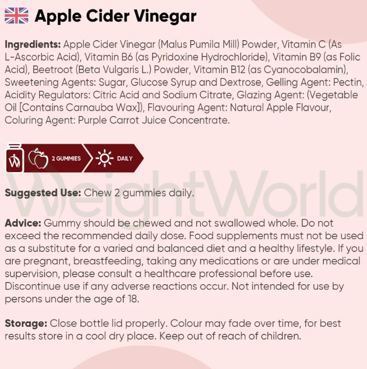 Apple Cider Vinegar Gummies 1000mg 90 Gummies | Pure ACV With the ‘Mother'