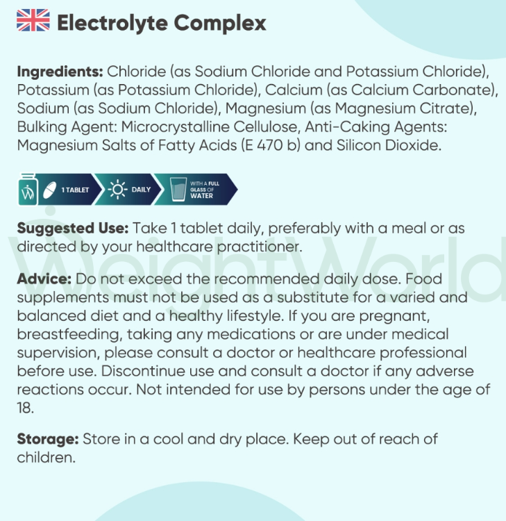 Electrolyte Complex Tablets 930mg 180 Tablets | Electrolyte Support For Overall Well-Being