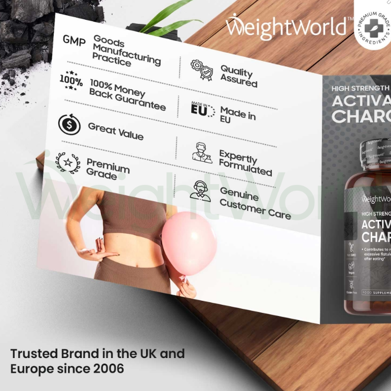 Activated Charcoal Capsules 2000 mg 180 Capsules | For Gas, Bloating and Detoxing