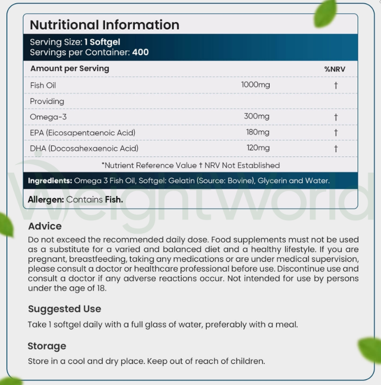 Omega 3 Fish Oil 2000mg Softgels