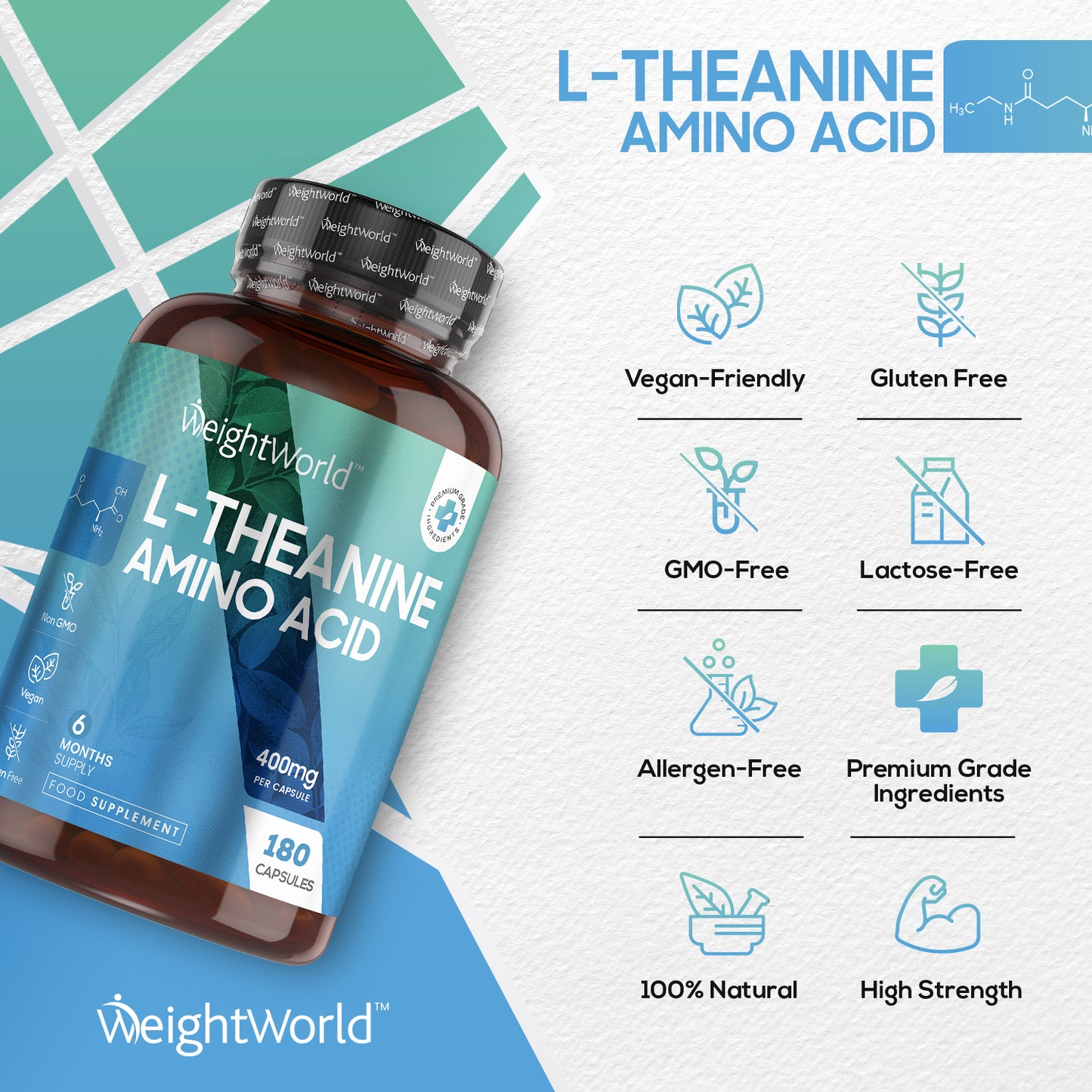 L-Theanine with Lemon Balm 500mg 180 Capsules