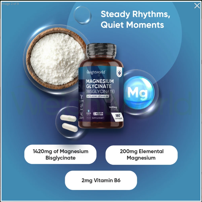 Magnesium Bisglycinate Capsules 1420mg 180 Capsules | High-Absorbing Electrolyte Supplement