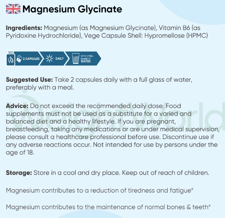 Magnesium Bisglycinate Capsules 1420mg 180 Capsules | High-Absorbing Electrolyte Supplement