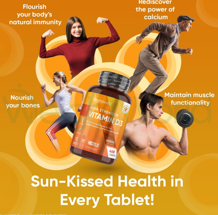Vitamin D3 Tablets 4000IU 400 Tablets | Vegetarian Source of Vitamin D3