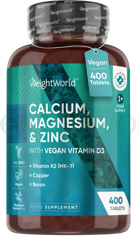 Calcium, Magnesium & Zinc With Vegan Vitamin D3 Tablets 400 Tablets | For All-Round Bodily Support