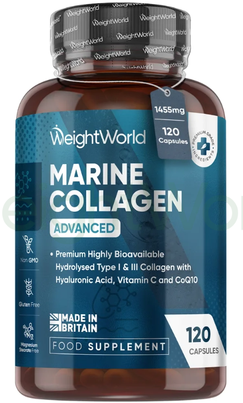 Pure Marine Collagen Capsules 1200mg 120 Capsules | High Absorbable Hydrolysed Collagen