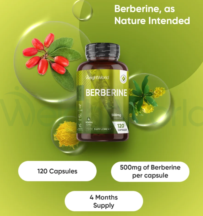 Pure Berberine Capsules 500mg 120 Capsules | Complements Keto Diet Goals