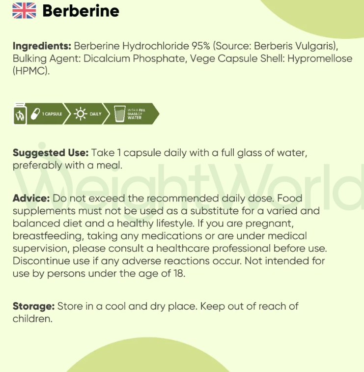 Pure Berberine Capsules 500mg 120 Capsules | Complements Keto Diet Goals