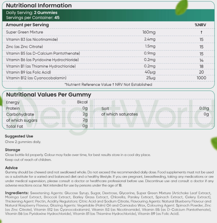 Super Greens Gummies 90 Gummies | For Overall Well-Being