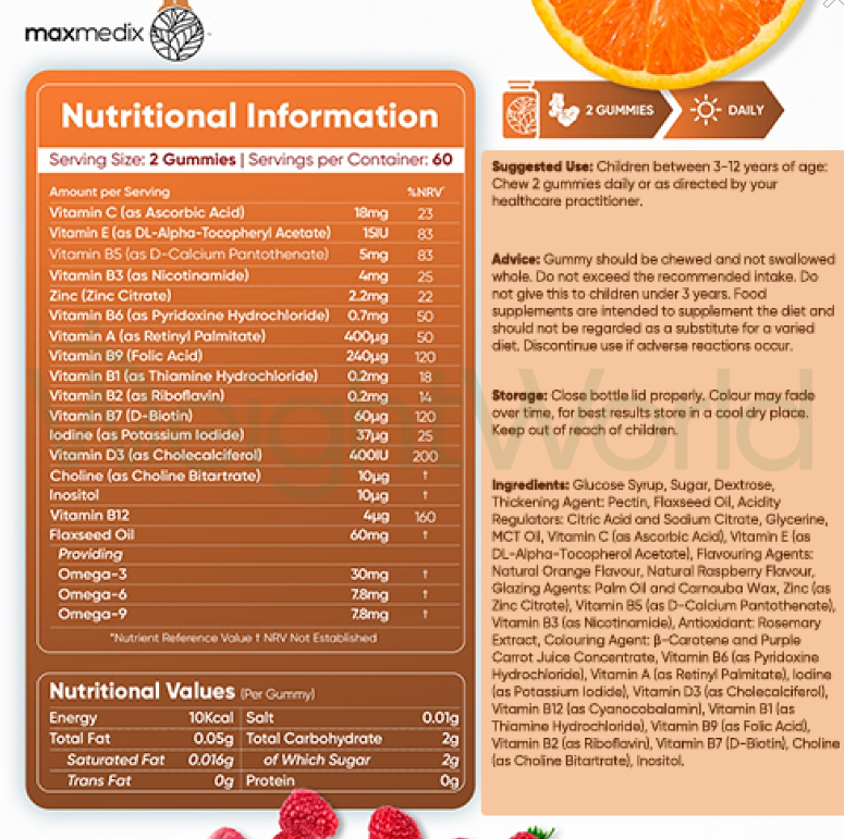 Multivitamin Gummies for Kids 120 Gummies | For Energy, Bones & Teeth