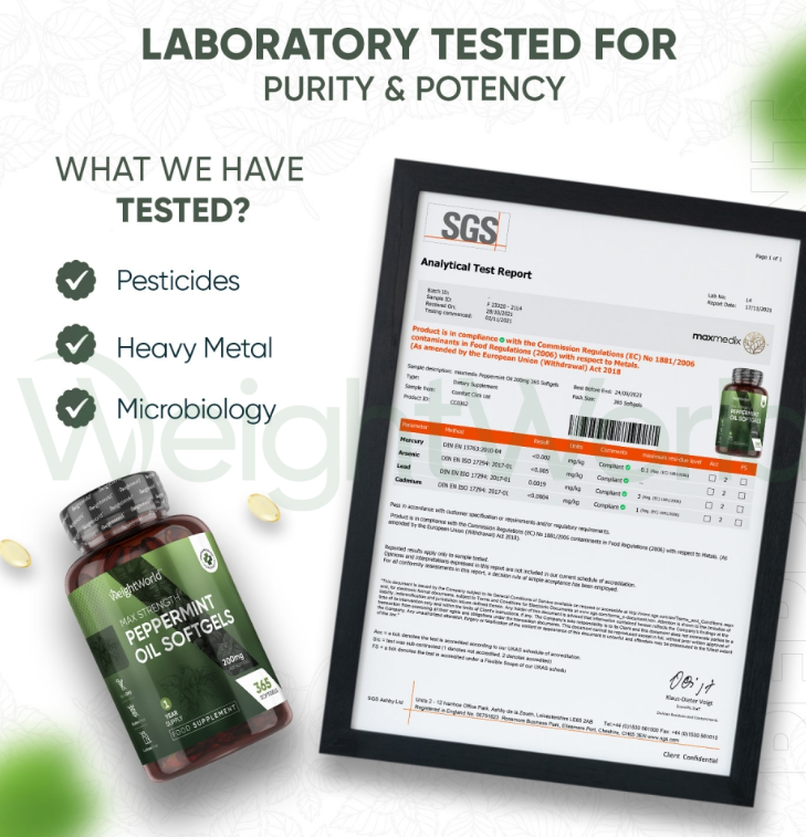 Peppermint Oil Softgels 200mg 365 Softgels | For Managing Bad Breath Naturally